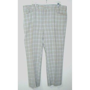 Talon Straight Leg Mens 42x27 Trouser Pants Gray Yellow Plaid Checkered Golf 80s